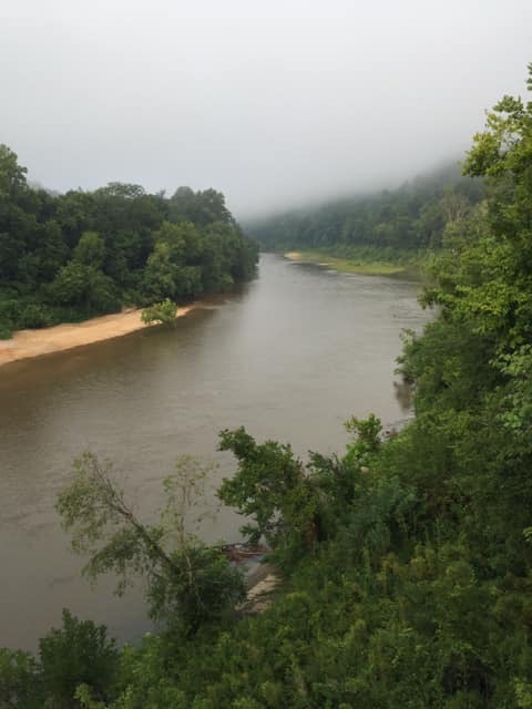 overlooking river and trees