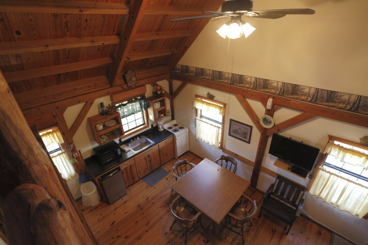 Aerial view of interior of cabin