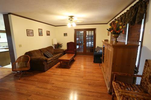 Living area with couch, side view