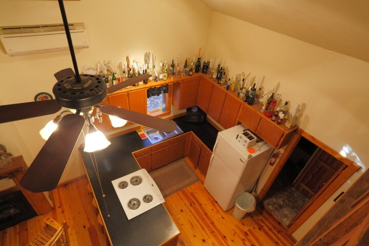 Aerial interior view of kitchen area